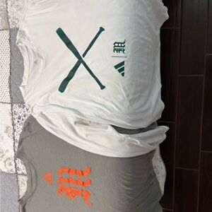 Adidas Men's White and Gray Tees with Graphic Design